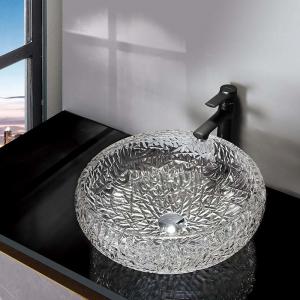 China Ball Shape Round Bowl Bathroom Sink Vessel 170mm Crystal Clear Countertop Mounted on sale