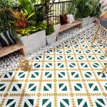 Yellow And Green 200x200mm Ceramic Rustic Tiles For Bathroom And Durable Wall