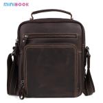 9.7 Inch Genuine Leather Men's Shoulder Messenger Bag with Multiple Pockets and