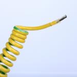 PUR yellow green spiral cable, spring wire, coil cable