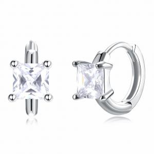 China 1.2cm 316L SS Square Cubic Zirconia Earrings 3A CZ Sterling Silver Stud Earrings on sale