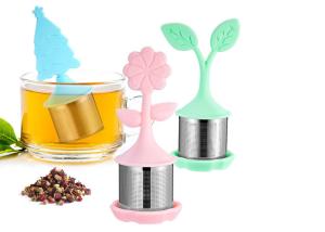 Wholesale BPA Free Stainless Steel Tea Bag Strainer With Silicone Flower / Leaf / Christmas Tree Shape from china suppliers