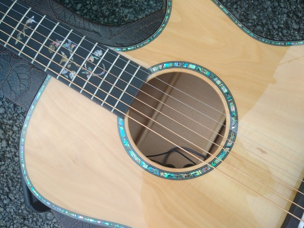 Factory AAAA 14 frets Auditorium folk Guitars Orchestra all solid imported apple wood acoustic electric guitar