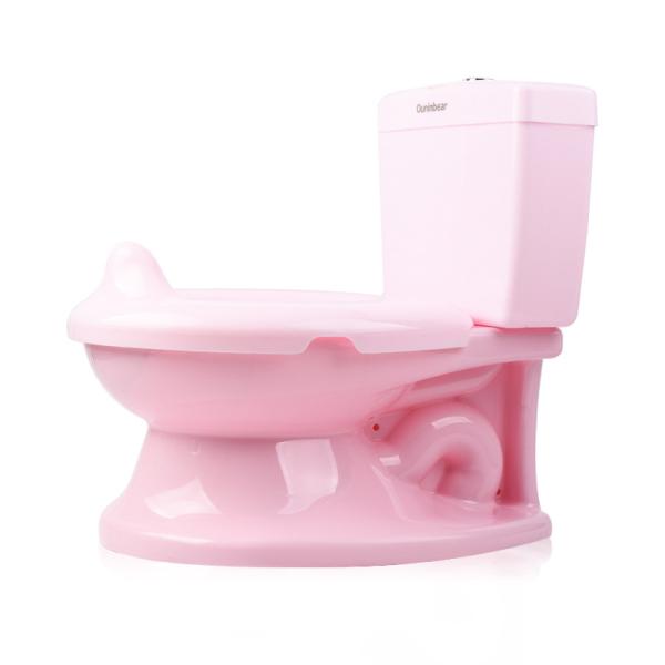 Handle Button Plastic Baby Potty Toilet with Print Pattern Training Seat in Pink
