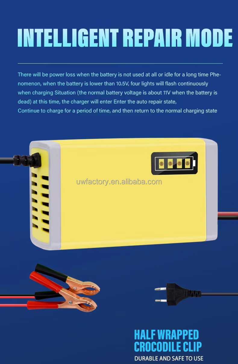 Connector Current Protection 12V 6A 8A 10A Fully Automatic 7 Stage Smart Battery Charger for Lead Acid GEL AGM