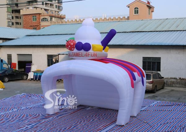 Custom inflatable ice cream kiosk stand both tent with LED light cover for