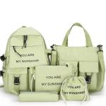 Travel Laptop Backpack School Bag Sets Girl Solid Color With Pencil-Case