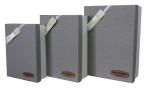Grey keepsake Gift Boxes 1200 gsm Cardboard Ribbon Bow Decrating Leather Logo
