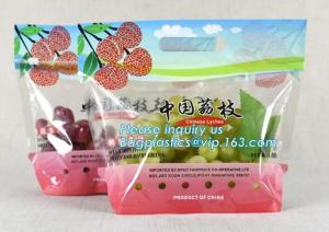 Wholesale Promotional popular plastic reusable slider zipper food bags, slider ziplock perforated fresh grape packaging bag, fruit from china suppliers