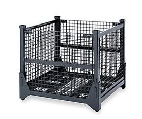 Wholesale Hot sale stackable and foldable rigid mesh box wire cage metal bin storage container from china suppliers