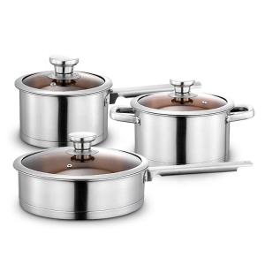 Wholesale Multi-function Kitchen Cookware Silver Cooking Pot Set Stainless Steel Cookware Sets With Thick Stainless Steel Handle from china suppliers