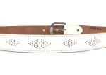 White 1-1/2“ Mens Casual Leather Belt With Logo Custom