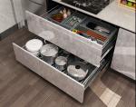 SGS Modern Modular Kitchen Cabinets Long Acrylic Door Panels Quartz Stone