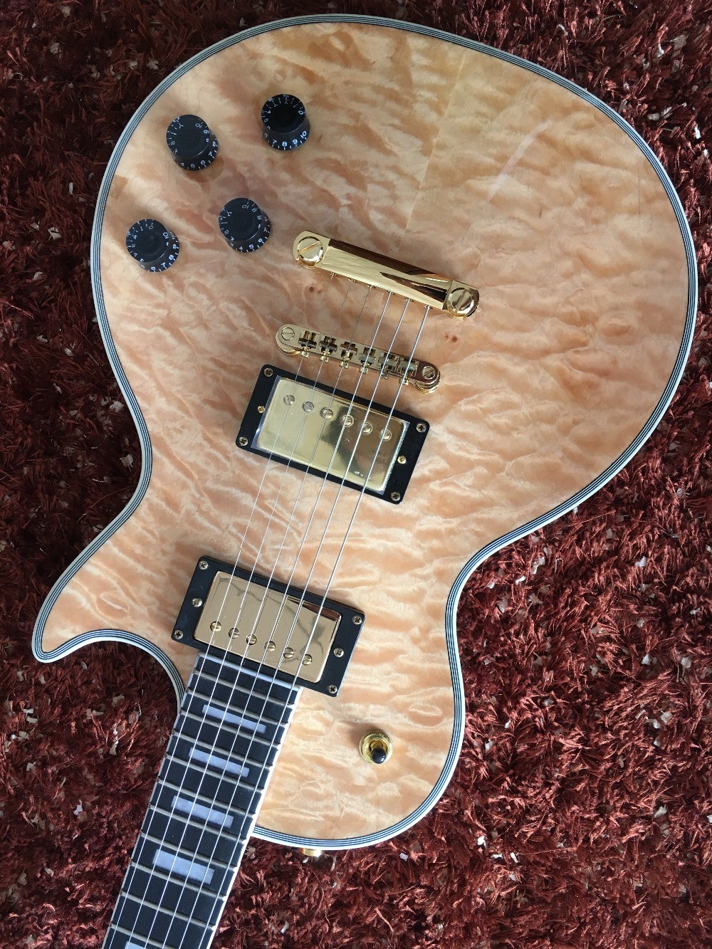 Custom guitar shop LP custom guitar Natural quilted body Ebony fingerboard Golden hardwares