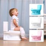 Solid White Blue Pink Plastic Baby Potty Toilet Training Seat with Handle Button
