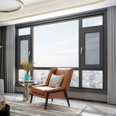American Style Aluminum Casement Windows With Plastic Screen Netting Single Opening