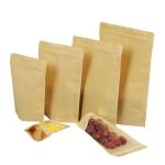 Front Side Transparent Back Side Brown Kraft Bags Stand Up Kraft Pouches with