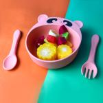 Panda Shape Baby Silicone Products BPA Free Portable Silicone Bowl And Spoon