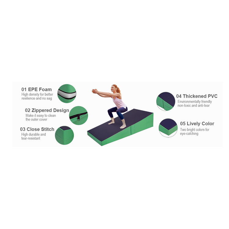 Folding Gym Mat Zipper Seal Tumbling Exercise 34"X24"X14" Foldable Incline Gym Mats
