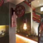Corridor Living Room E27 Restaurant Rustic Iron Loft Cafe Pulley wall lamp (WH