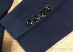 Navy Ribbed Collar Faux Wool Jacket Melton Coat Button Through Long Winter Man
