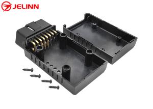 China OBD2 Enclosure OBD 2 Plastic Housing Case With 90 Degree Right Angle Pin Connector and Screws on sale
