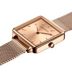 Ladies Square Stainless Steel Back Quartz Watch Mesh Band Wrist Watch