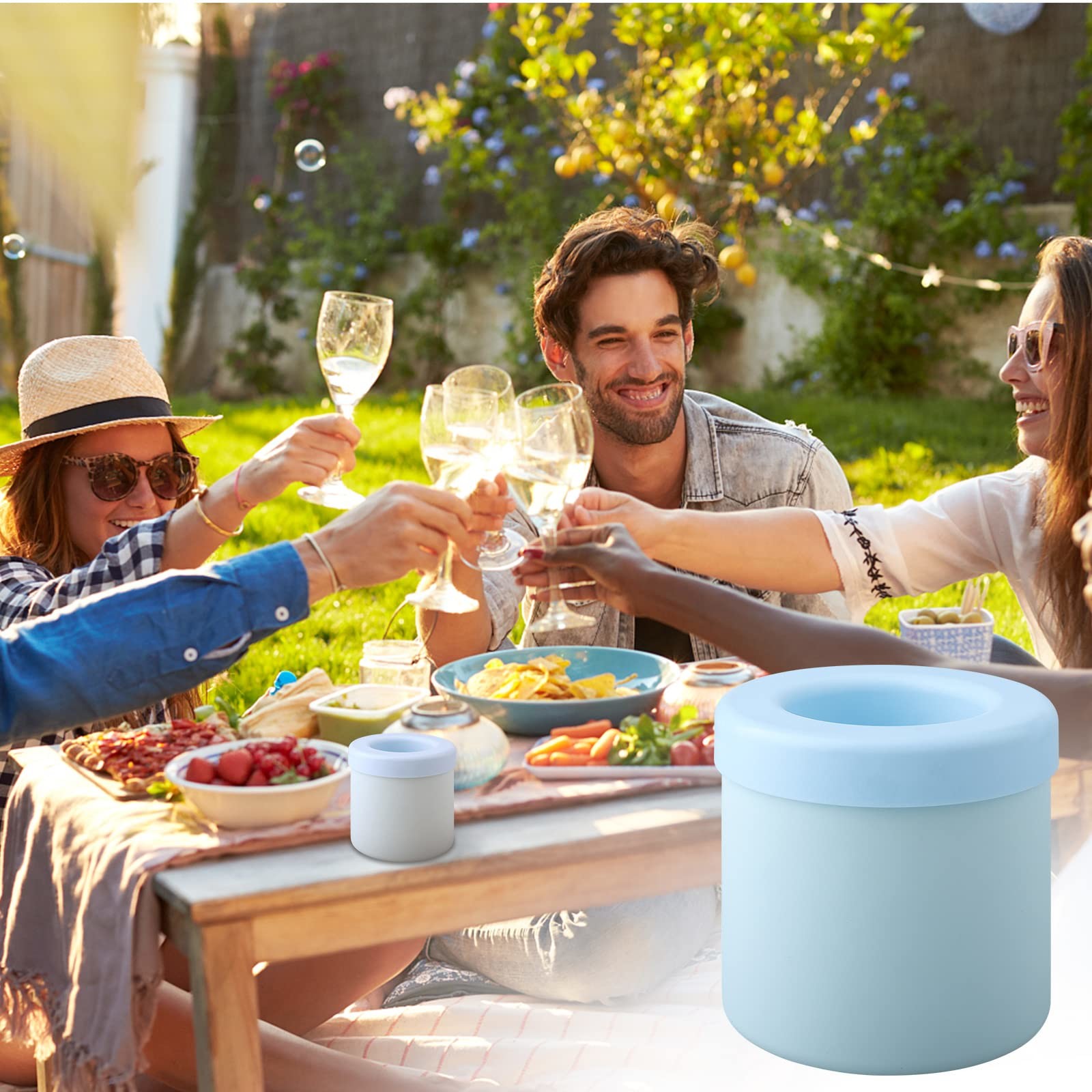 Cylinder Silicone Ice Cube Mold Decompress Ice Lattice Press Type Mini Ice Maker Cup