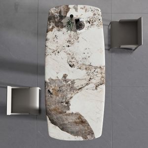 Geometric Structure Italian Marble Top Table Rectangular 200cm Long