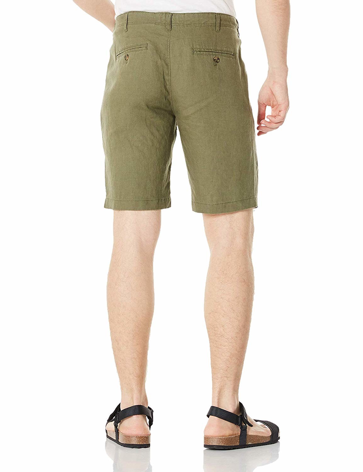 Standard Fit Army Green Mens Linen Shorts Drawstring Casual Style OEM