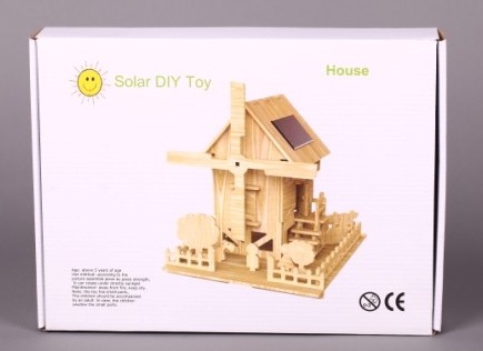 Environmental Solar Windmill Toy House DIY Educational Wooden Toy For Kids