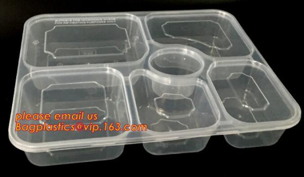 Disposable biodegradable plastic fiffin lunch box,compartment lunch box with lid