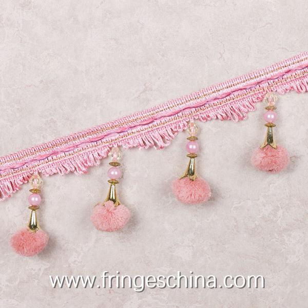 Machine producing OEM wholesale beautiful fabric drapery trimmings beaded pom