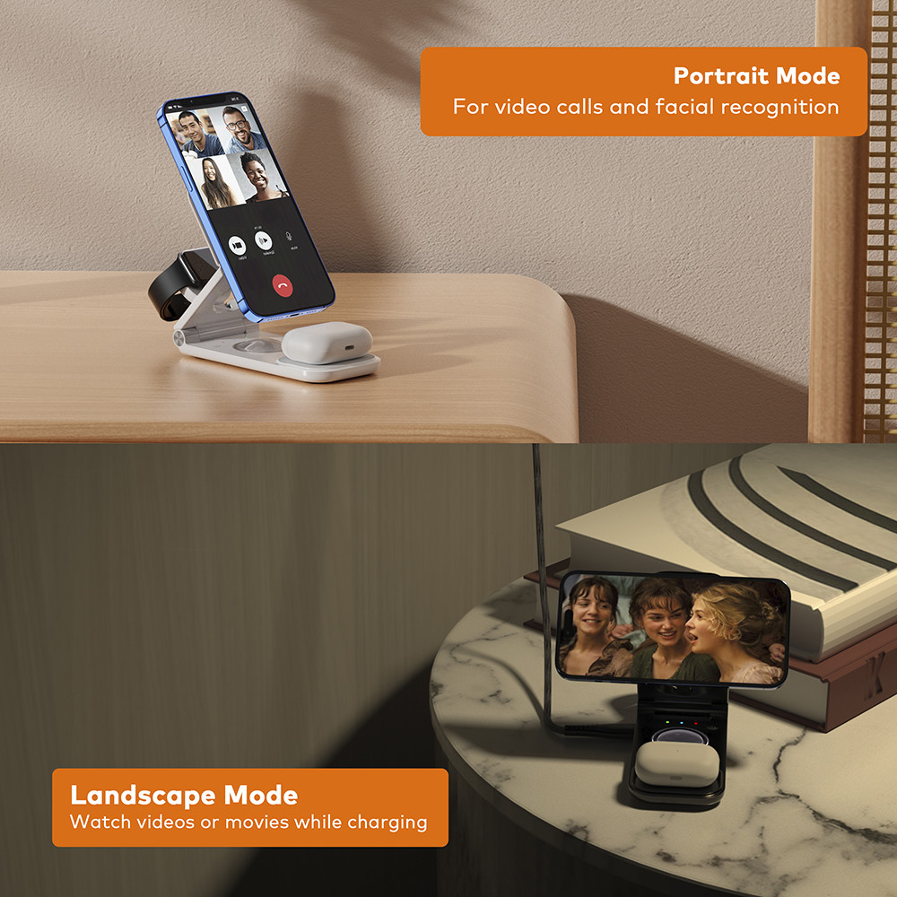 Desktop 3 In 1 Wireless Charger Stand Magnetic Suction 15W Wireless Charger For Mobile Phone
