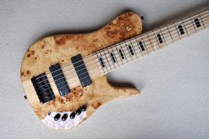 Wholesale Custom 6 Strings Neck Thru Body Electric Bass Guitar with 24 Frets Active Pickup Maple Fretboard Natural Wood Color from china suppliers