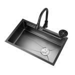 2024 Stainless Steel Kitchen Sink With 2 Piano Key Led Waterfall Faucet Large