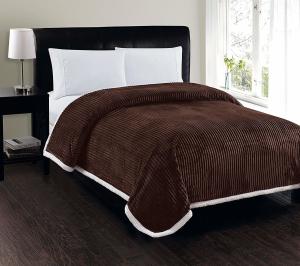 Wholesale Ultra Soft Brown Flannel Blanket Plain Jacquard Style All Seasons With Circular Corners from china suppliers