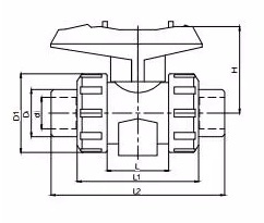 Pn16 PVC Grey True Union Ball Valve with Foot for Industry Use