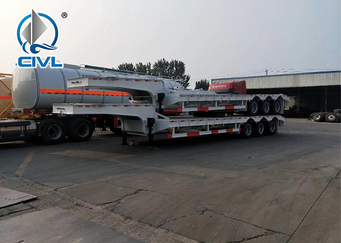 4 Axles Flatbed Manual Semi Trailer Trucks with Four Double Air Chamber