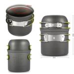 Aluminum Camping Cookware Mess Kit Portable Pot Set for Outdoor Cooking