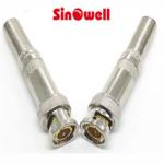 CCTV Male Straight BNC Cable Connector , BNC Solder Connector Copper Zinc