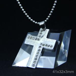 Wholesale Trendy Stainless Steel CZ Crystal Stones Inlay Cross Plus Symbol Necklace Pendant LDC98 from china suppliers