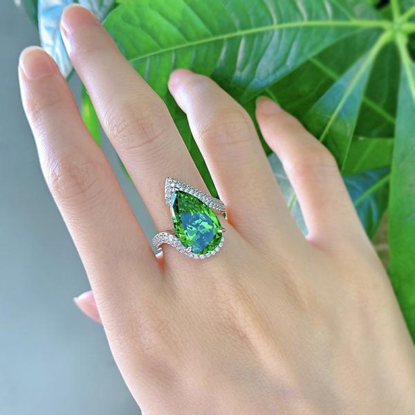 Luxury Emerald CZ Diamond Rings Real 925 Sterling Silver Handmade Jewelry for