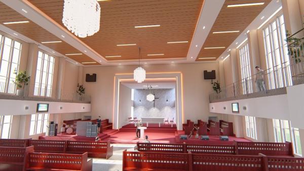 28/4mm Melamine Oak Church Celing Tiles Linear Grooved Acoustic Wall Panels
