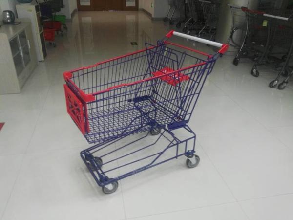 Commercial 150L Wire Shopping Trolley Wire Mesh Shopping Cart With 5 Inch TPE