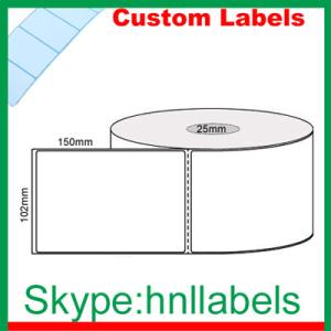 Wholesale Custom Thermal Label 102mmX150mm/1 Plain D/Thermal Roll Perm, Perfs, 85Lpr, 25mm core from china suppliers