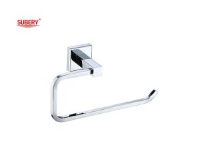 Wholesale Brass single towel ring holder bathroom high quality chrome color OEM brass base easy installation square shape from china suppliers