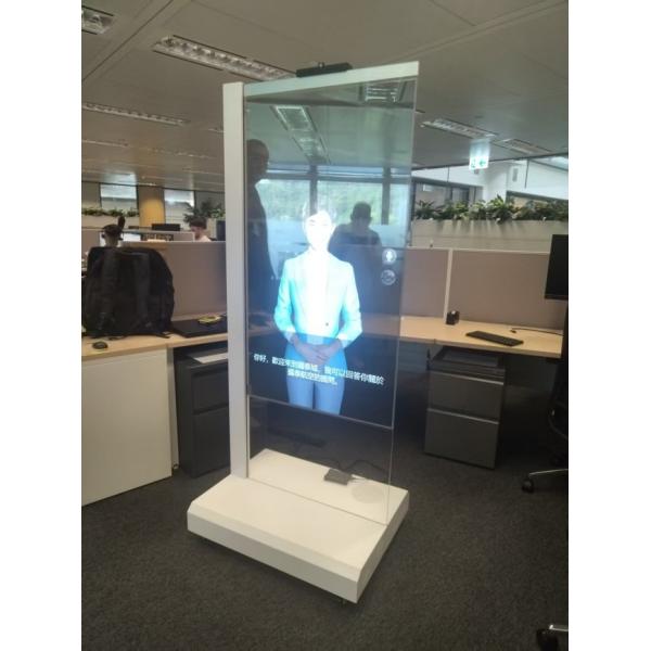 White 1080X1920 Resolution 55 inch Floor Standing Transparent OLED 3D digital human chatbot