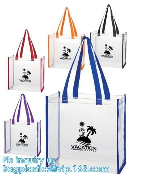 beach bikini PVC tote handle plastic packaging bags, travel wash organizer bag