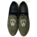 Masonic Light Green Prince Albert Mens Velvet Loafers Slippers All Seasons Use